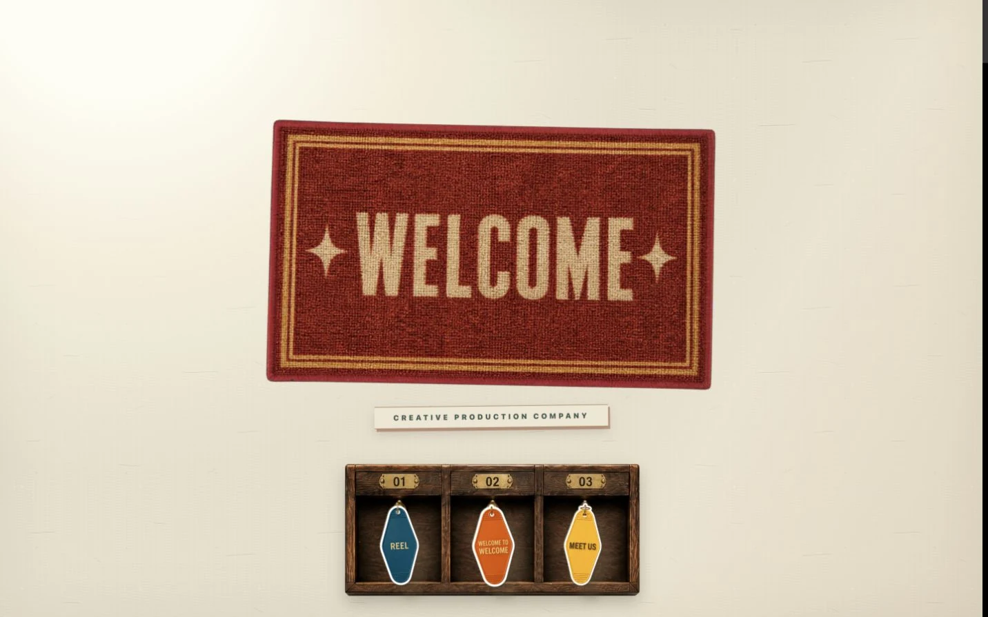 Portada del portfolio de Welcome Content con identidad gráfica y acceso al reel.